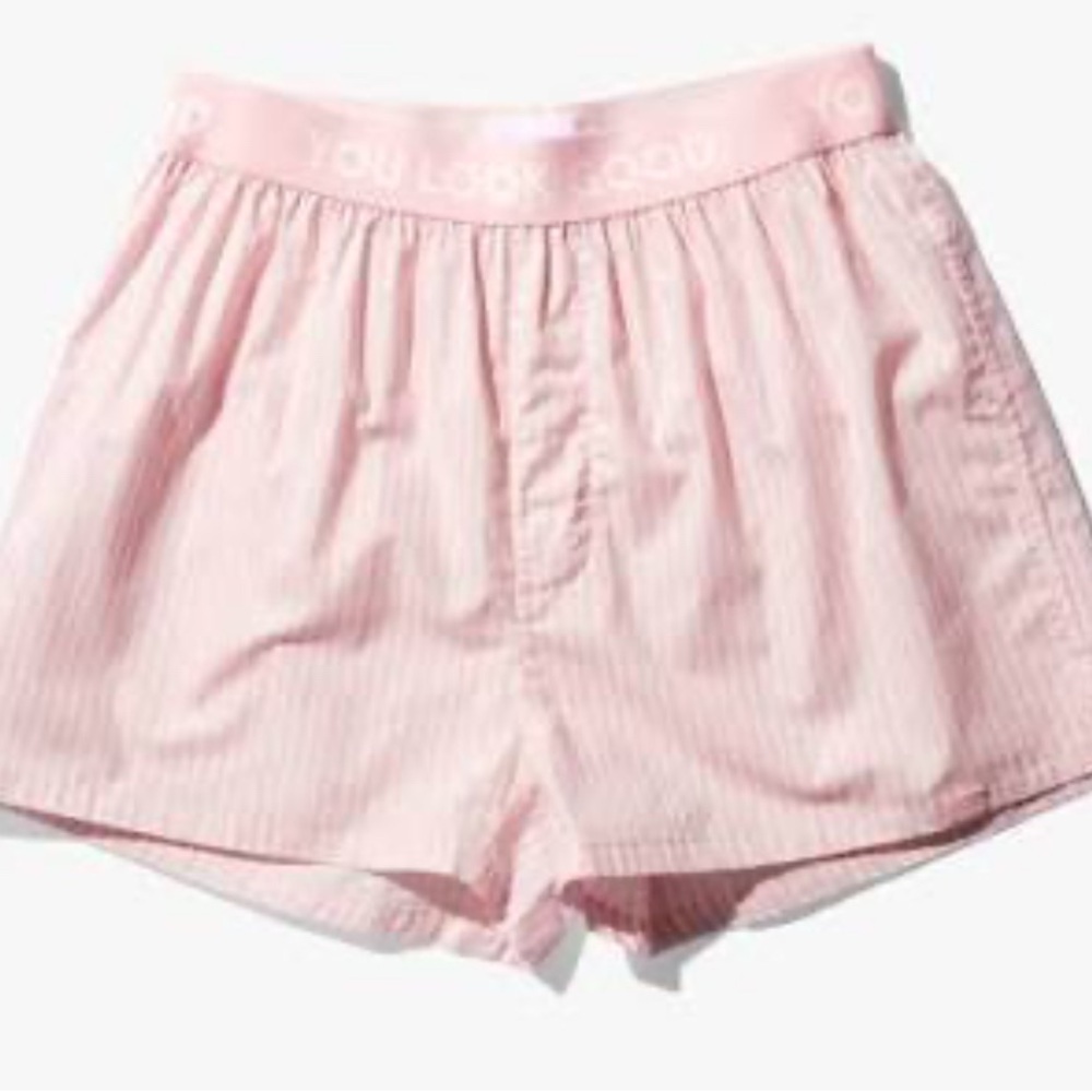 Glossier Pink Striped Women's Boxer Shorts size XL SOLD OUT